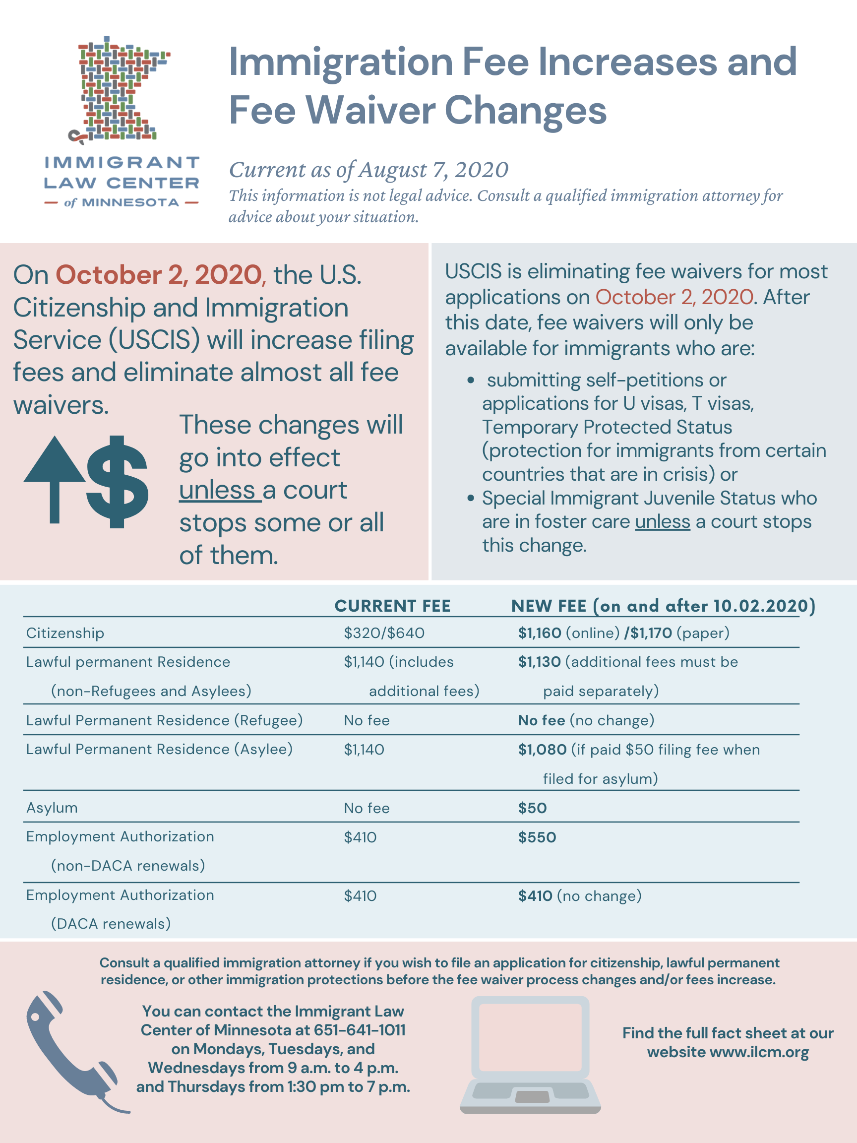 Fact Sheet Immigration Fee Increases and Fee Waiver Changes