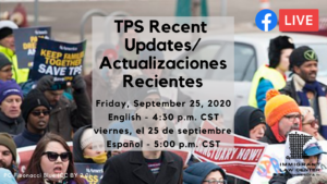 Grpahic for Facebook live event on recent updates on temporary protected status (TPS) same information in text below image