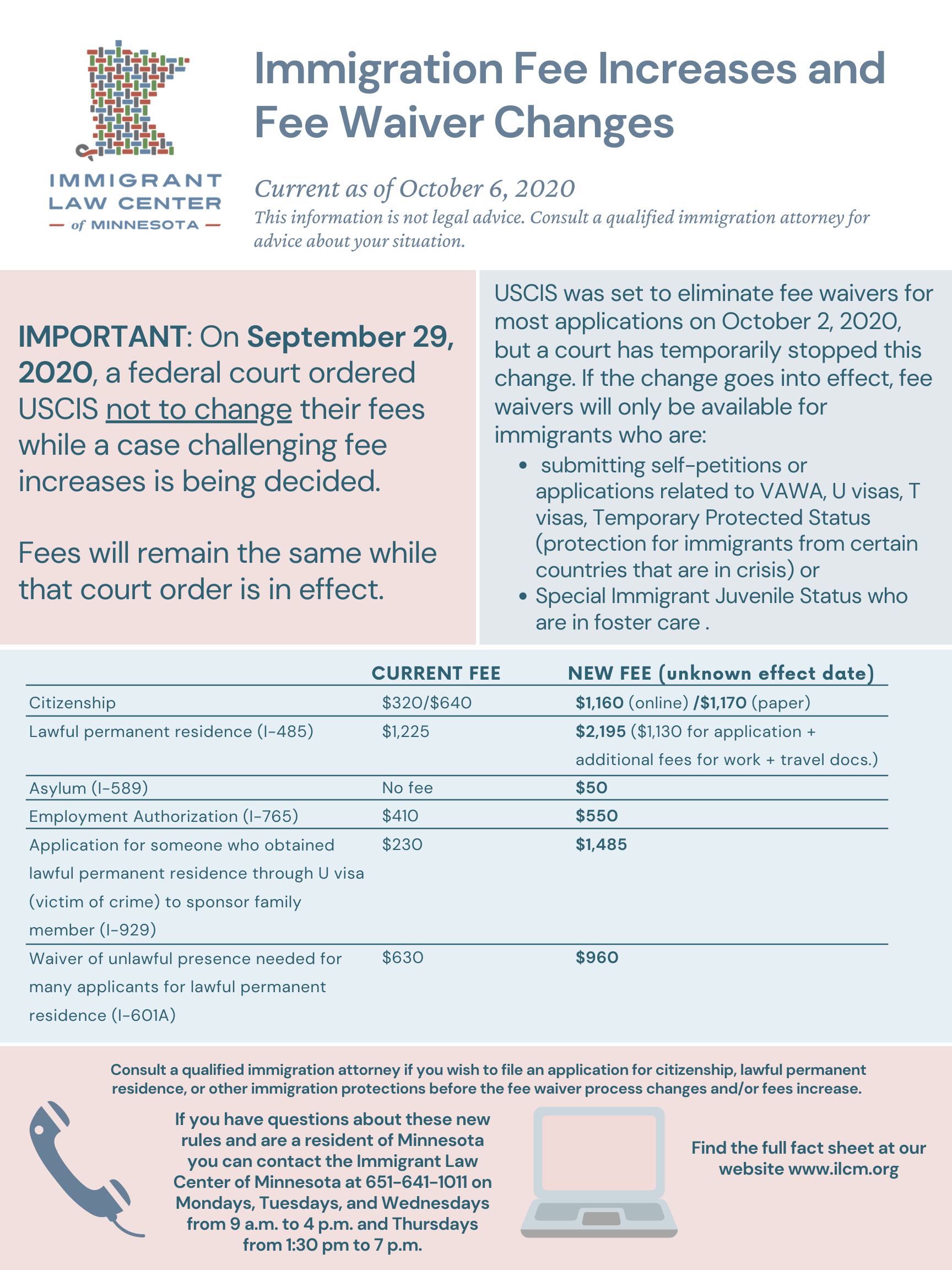 Fact Sheet Immigration Fee Increases and Fee Waiver Change (Current as